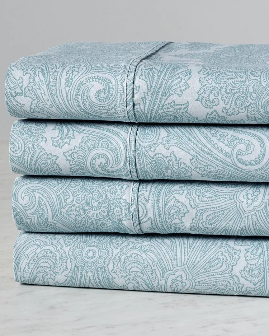 600 Thread Count Cotton Rich Paisley Sheet Set - Blue