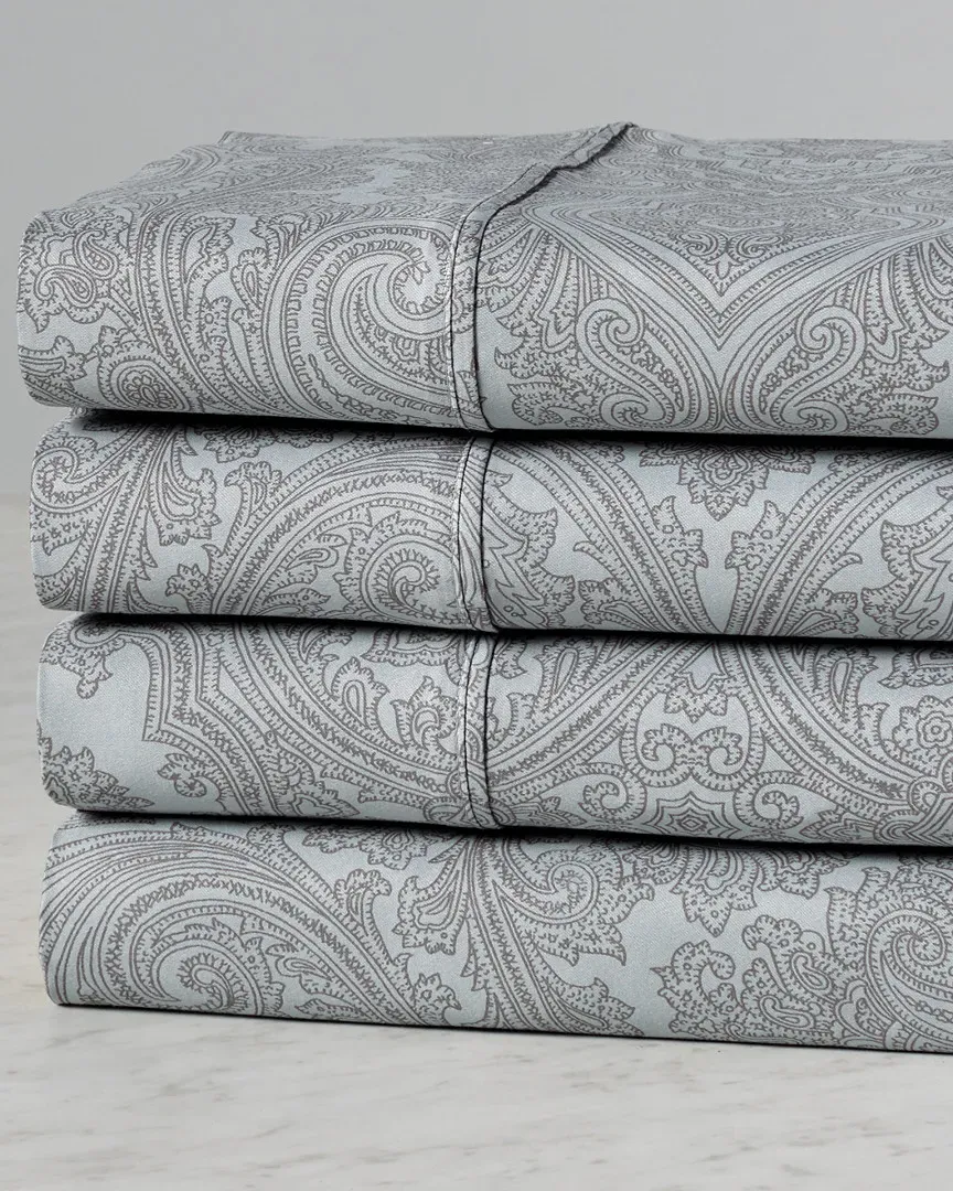 600 Thread Count Cotton Rich Paisley Sheet Set - Grey