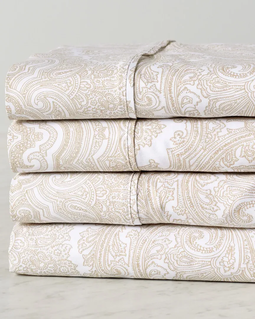 600 Thread Count Cotton Rich Paisley Sheet Set - White