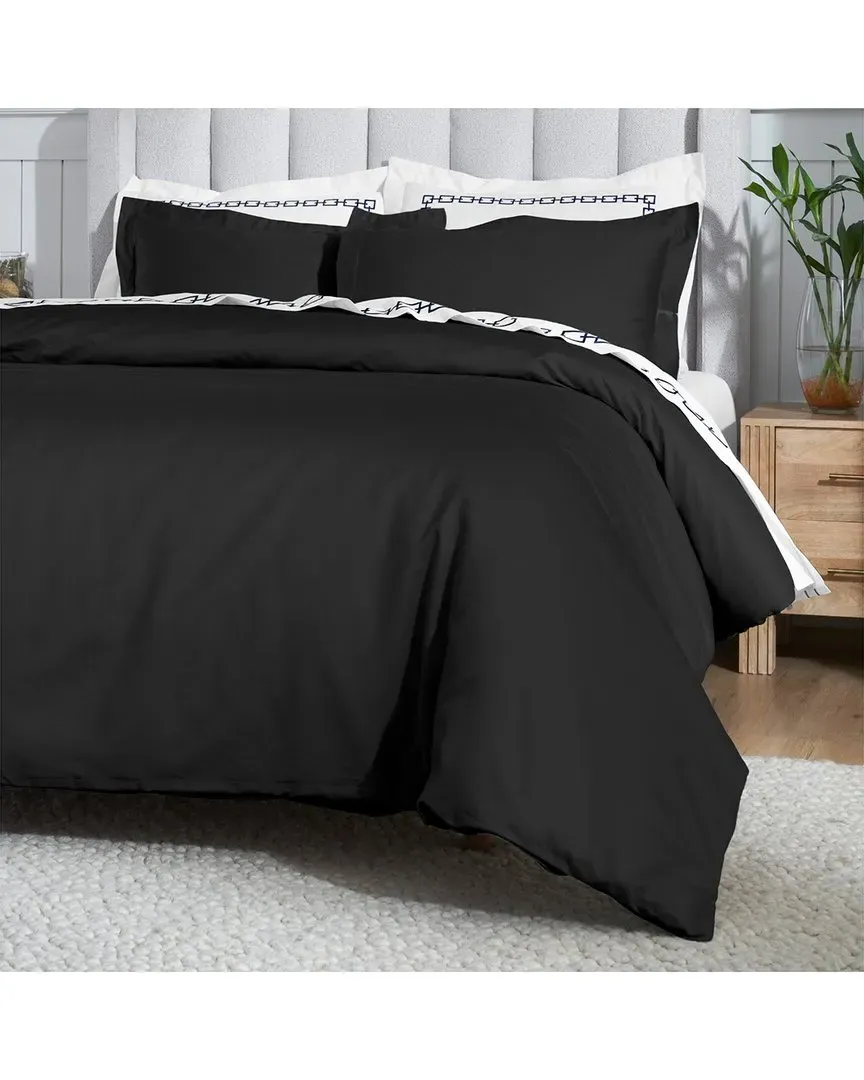 650 Thread Count Duvet Cover Set - Black, Egyptian Cotton