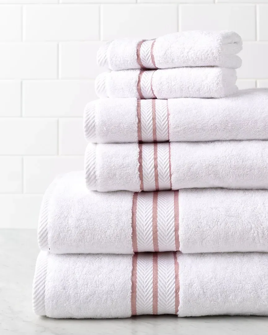 6pc Assorted Turkish Cotton Towel Set - White