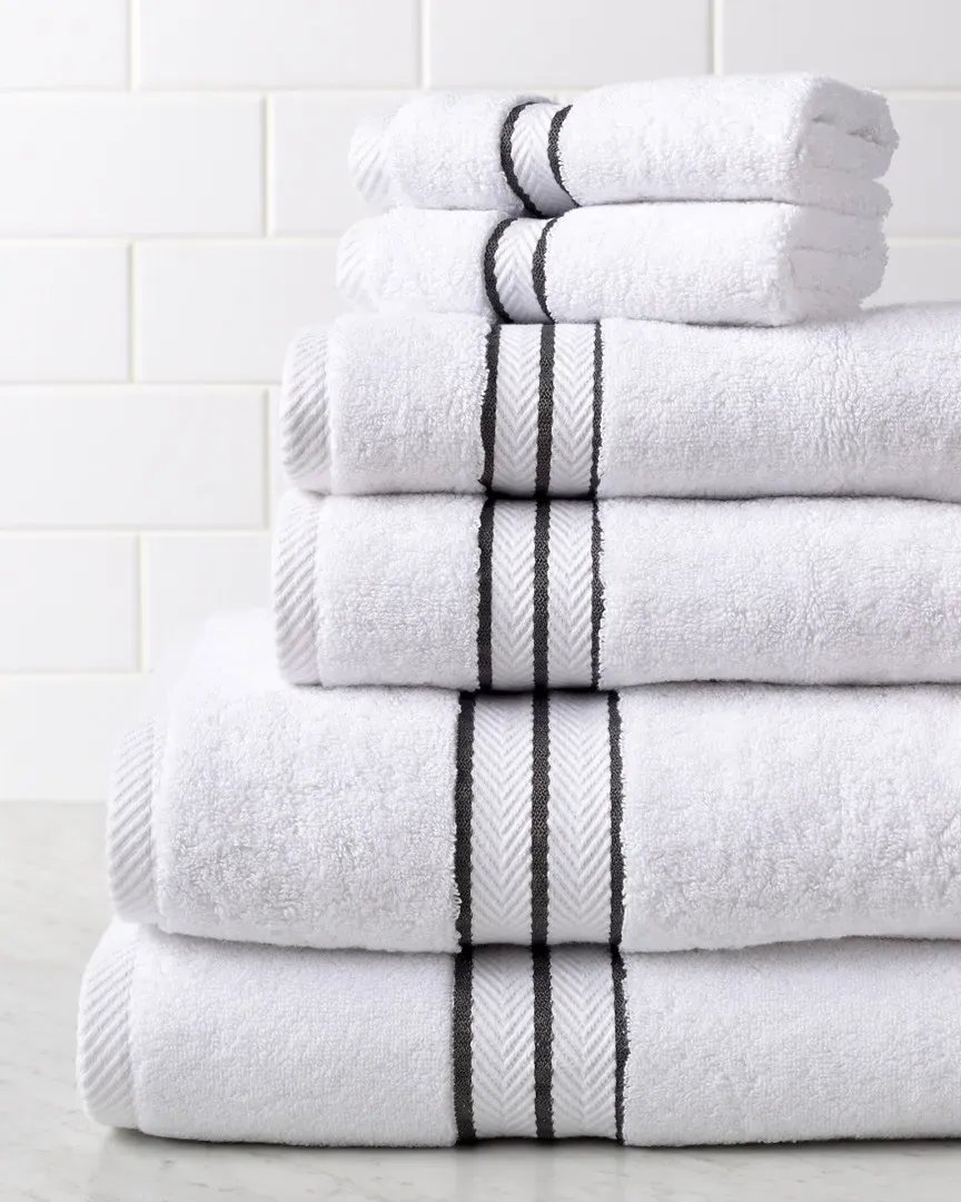 6pc Bath Turkish Cotton Towel Set - White