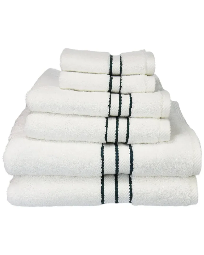6pc Bath Turkish Cotton Towel Set - White