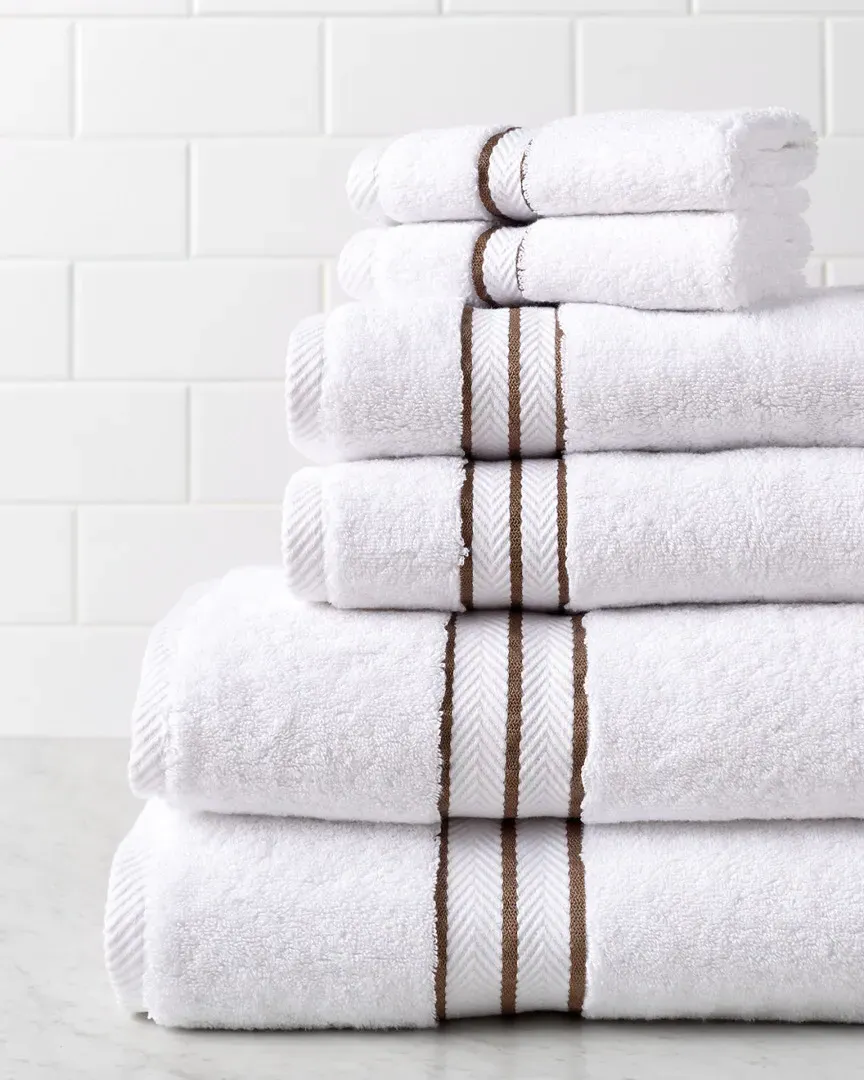 6pc Bath Turkish Cotton Towel Set - White