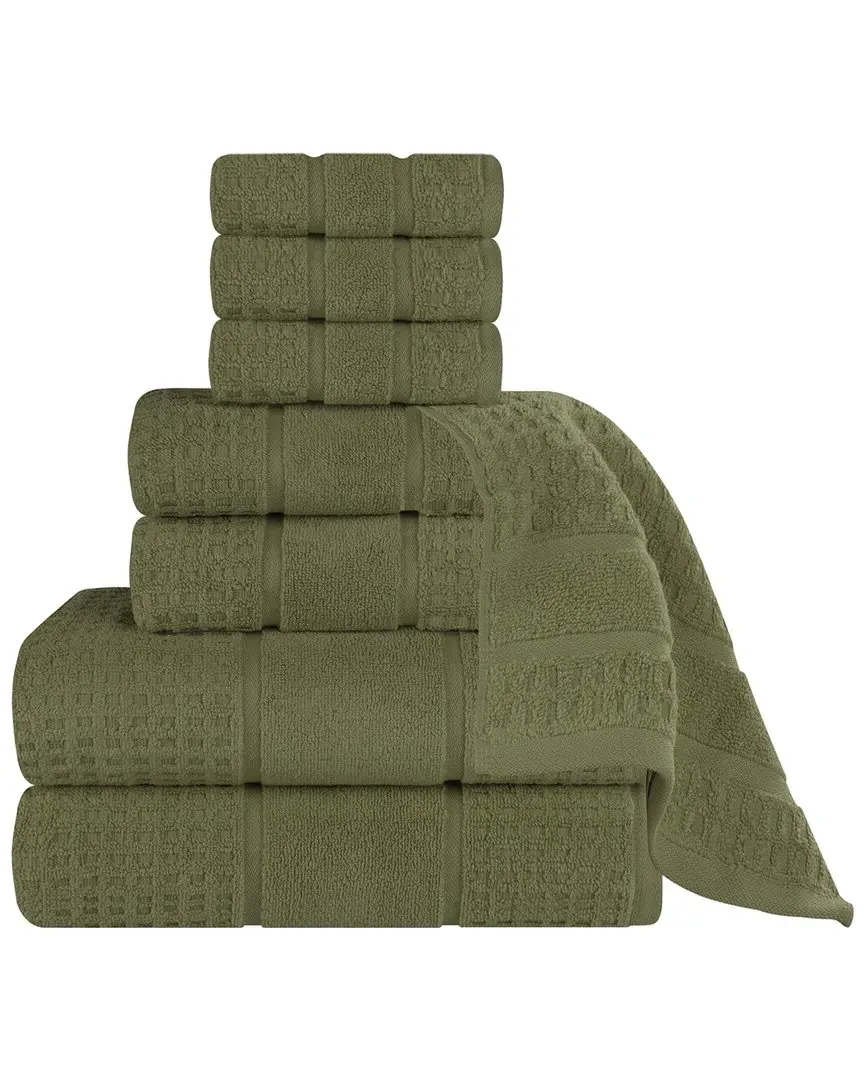 8-Piece Zero Twist Cotton Waffle Towel Set - Forest Green