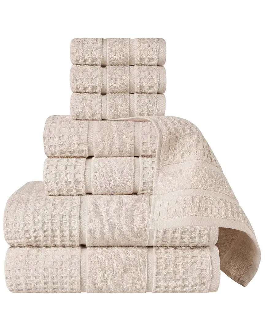 8-Piece Zero Twist Cotton Waffle Towel Set - Ivory