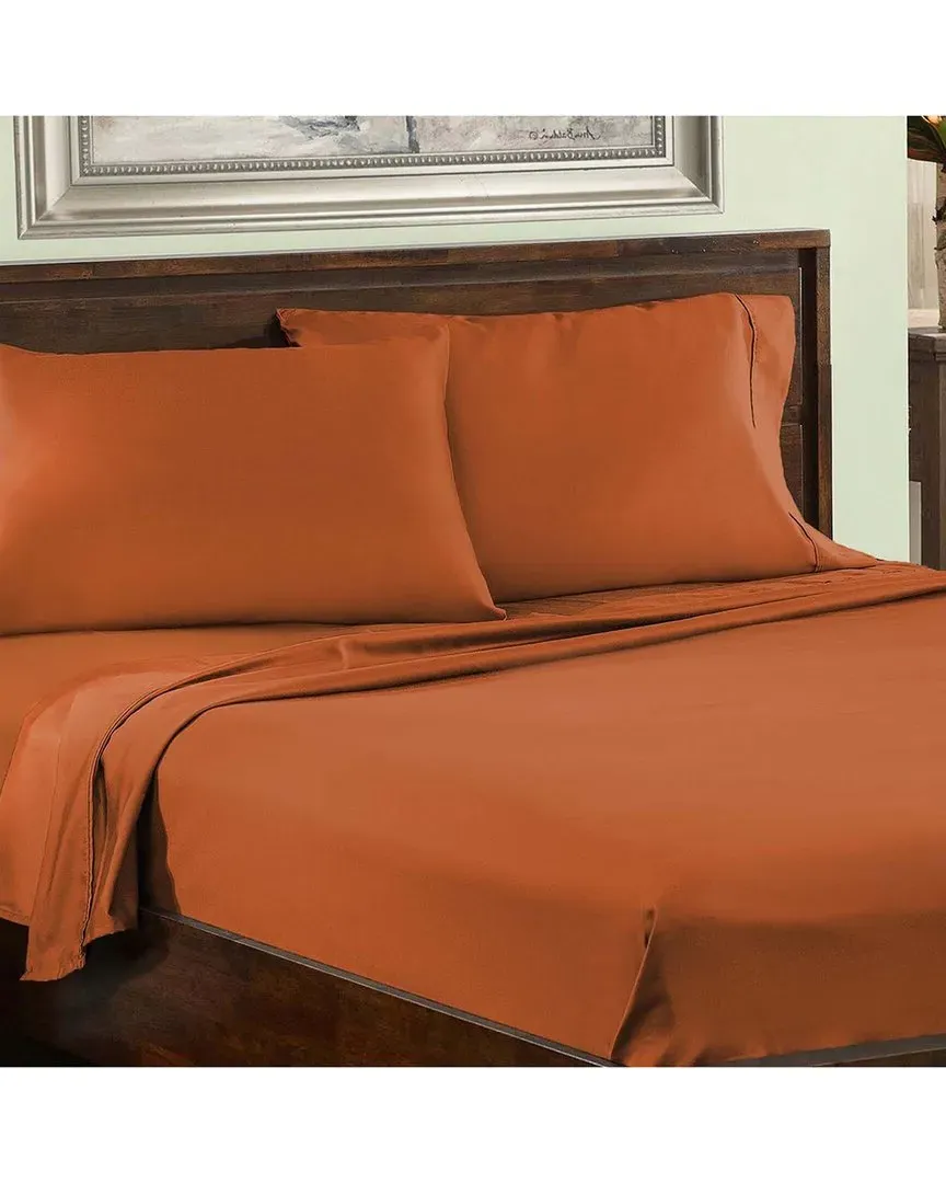 800 Thread Count Deep Pocket Sheet Set - Rust, Cotton
