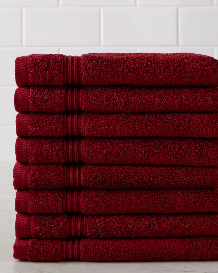 8pc Hand Towel Set - Burgundy, Egyptian Cotton