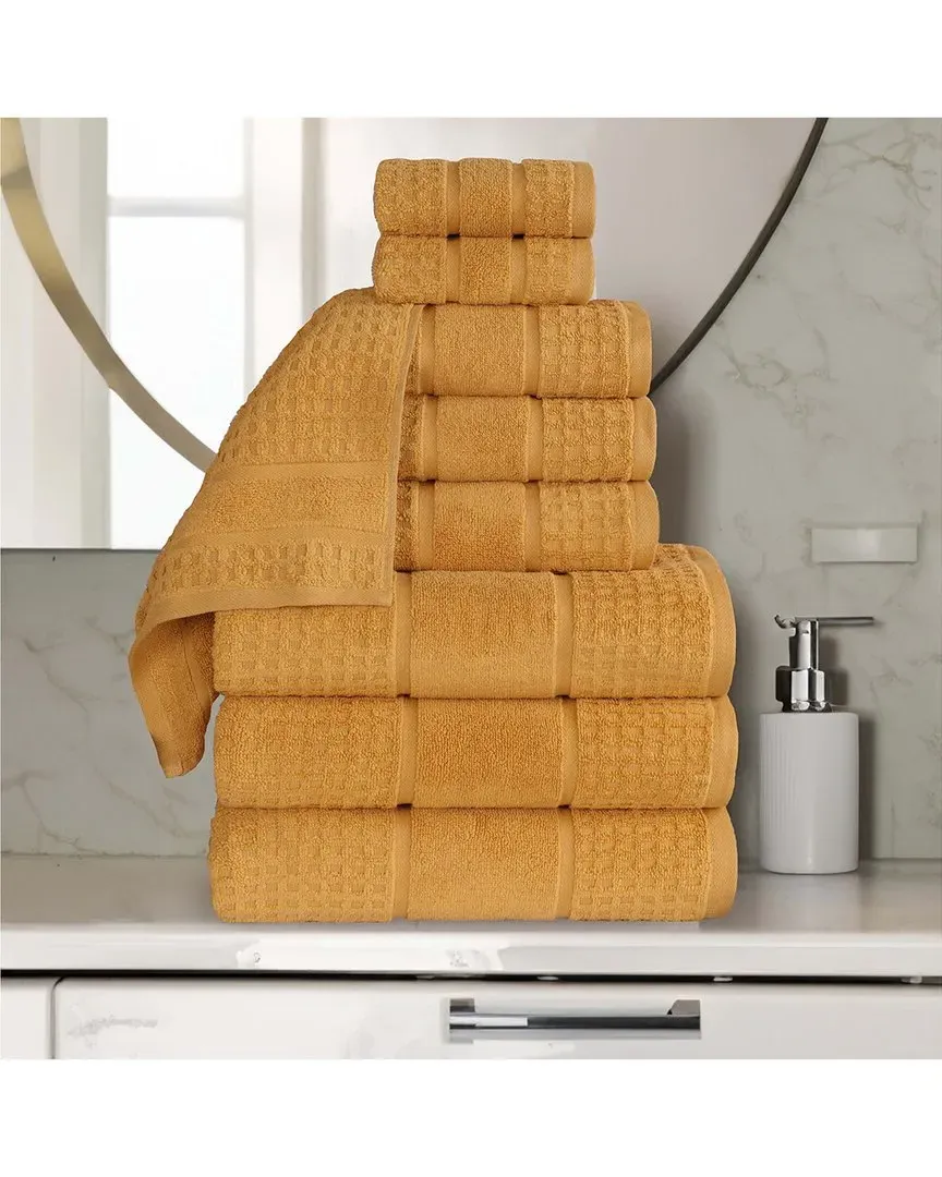 9-Piece Zero Twist Cotton Waffle Towel Set - Gold