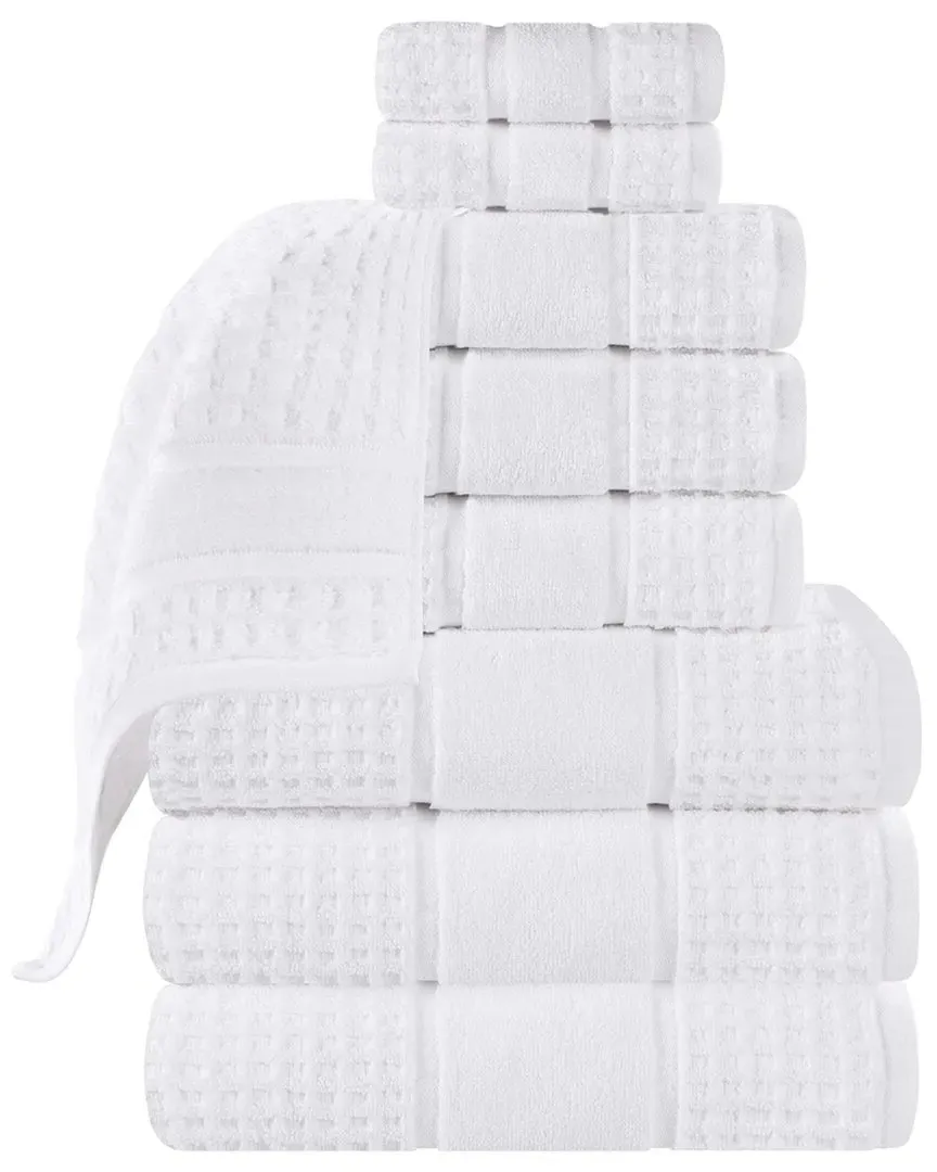 9-Piece Zero Twist Cotton Waffle Towel Set - White