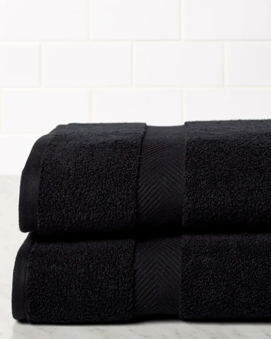 Absorbent Zero Twist 2pc Bath Sheet Set - Black, Cotton image