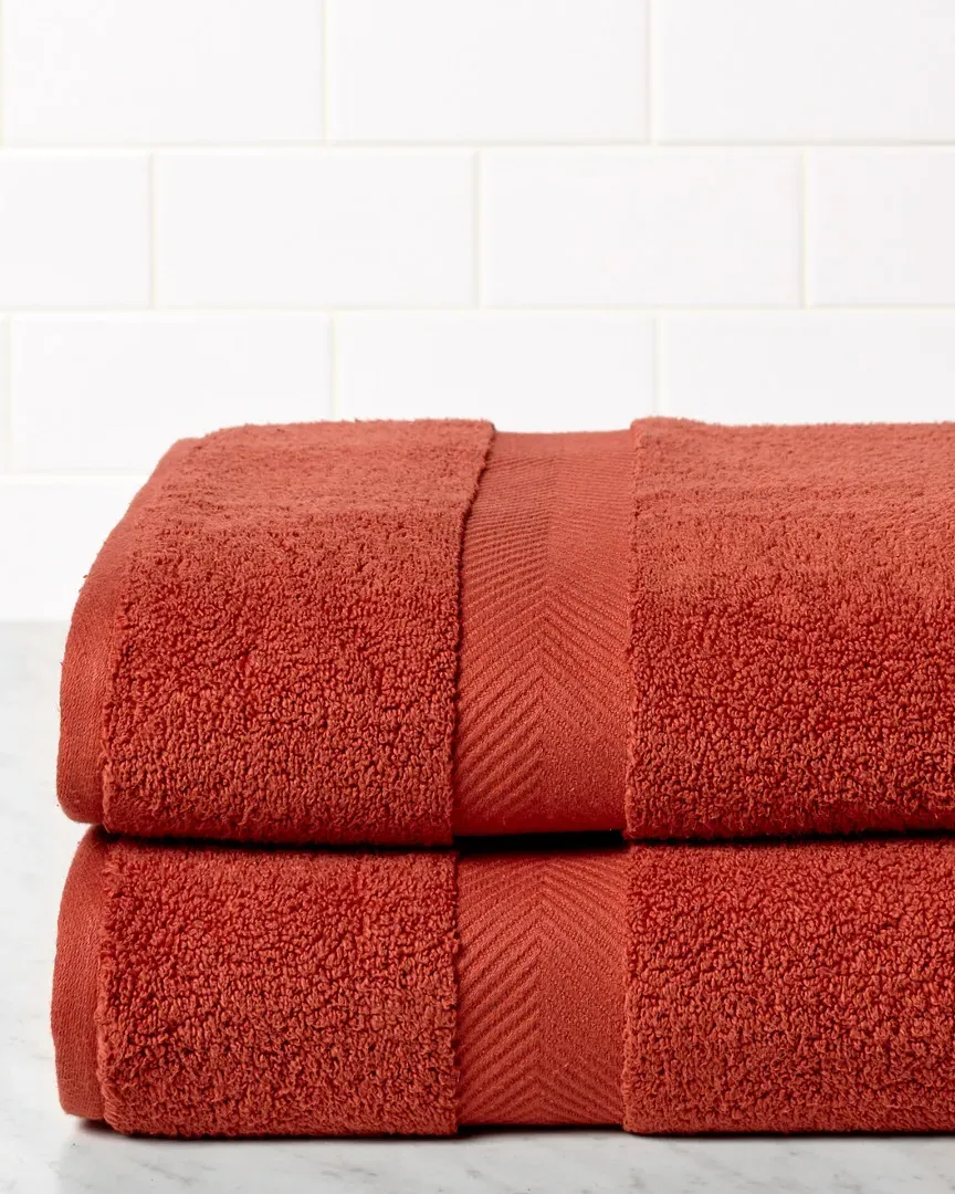 Absorbent Zero Twist 2pc Bath Sheet Set - Brick, Cotton