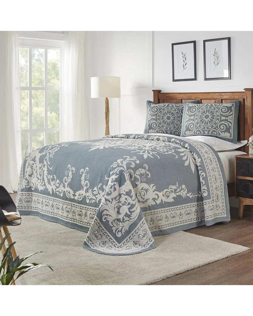 Adalie Medallion Woven Jacquard Bedspread Set - Blue, Cotton