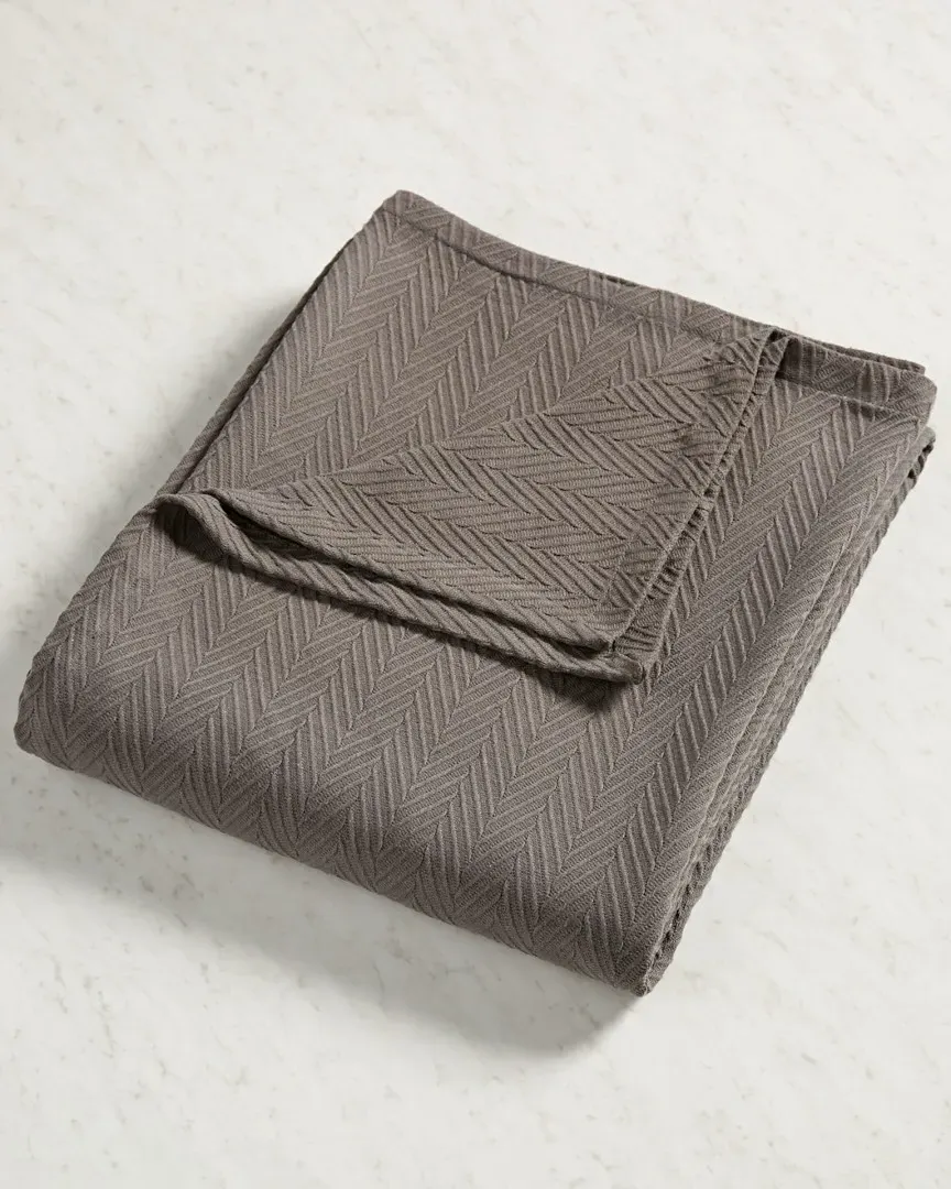 All-Season Chevron Breathable Blanket - Charcoal, Cotton