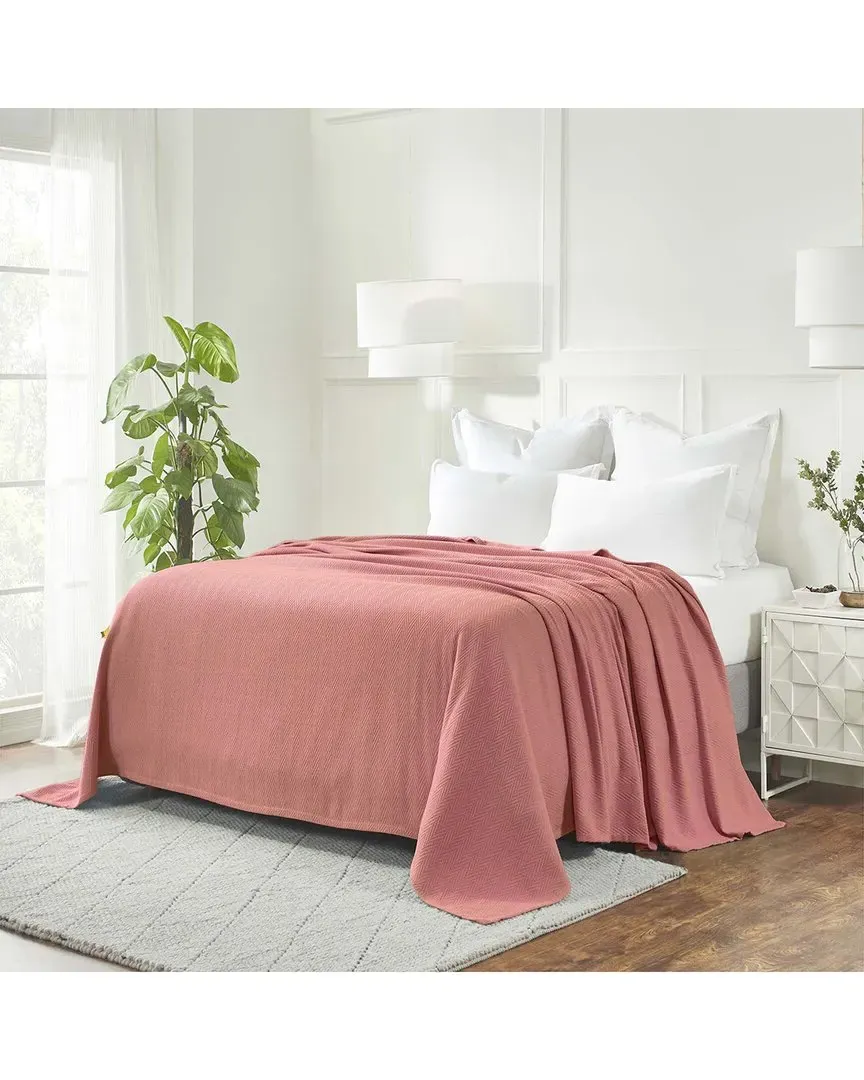 All-Season Chevron Cotton Blanket - Coral
