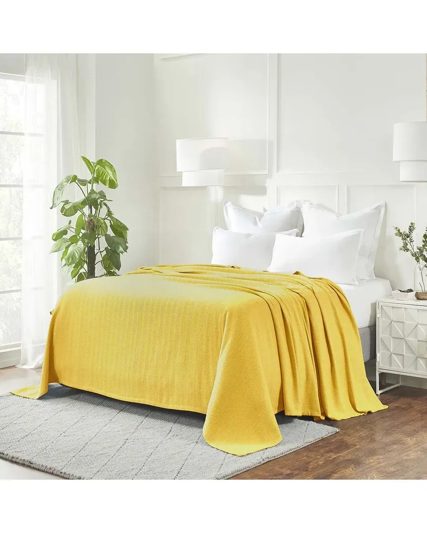 All-Season Chevron Cotton Blanket - Gold