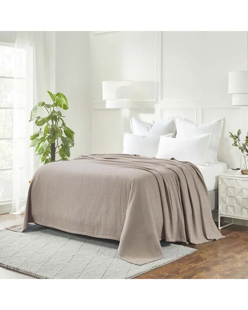 All-Season Chevron Cotton Blanket - Khaki