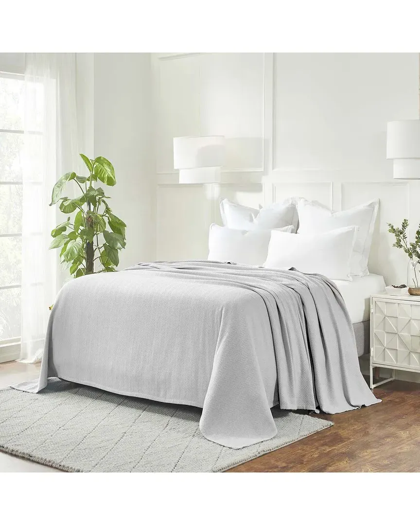 All-Season Chevron Cotton Blanket - Silver