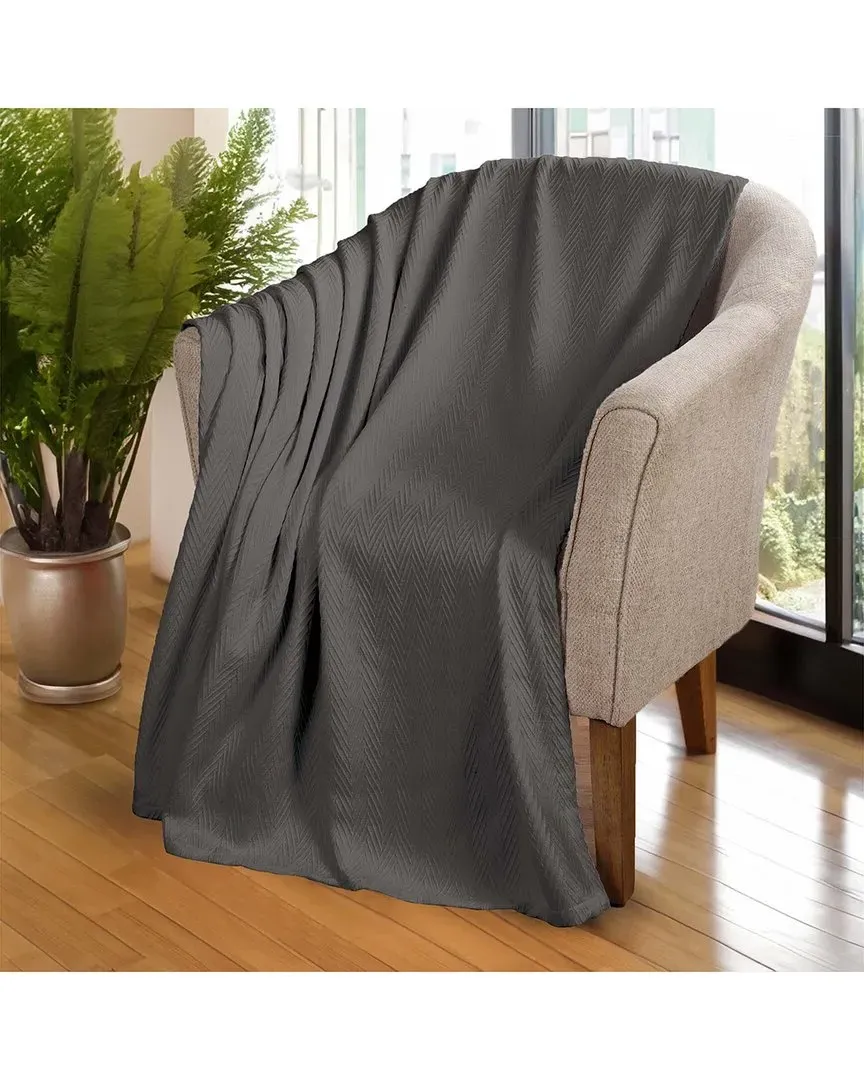 All-Season Chevron Throw Blanket - Charcoal, Cotton image
