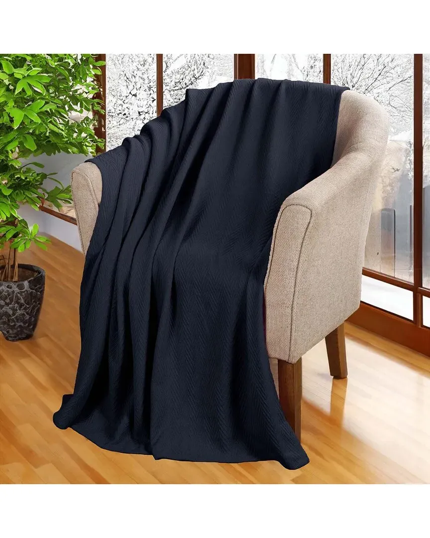 All-Season Chevron Throw Blanket - Navy Blue, Cotton