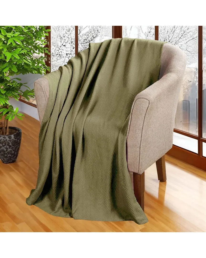 All-Season Chevron Throw Blanket - Sage, Cotton