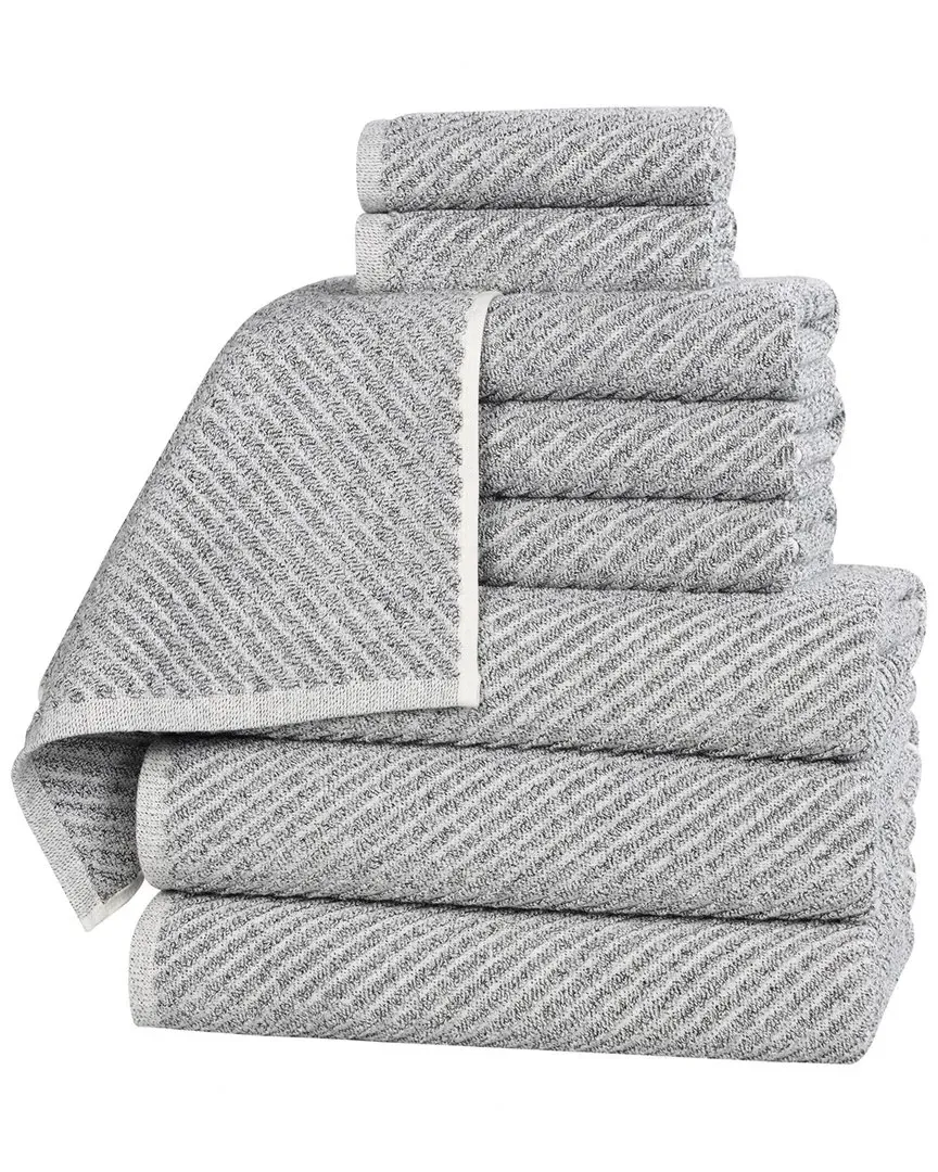 Amelia 9-Piece Towel Set with Diagonal Stripes - Charcoal