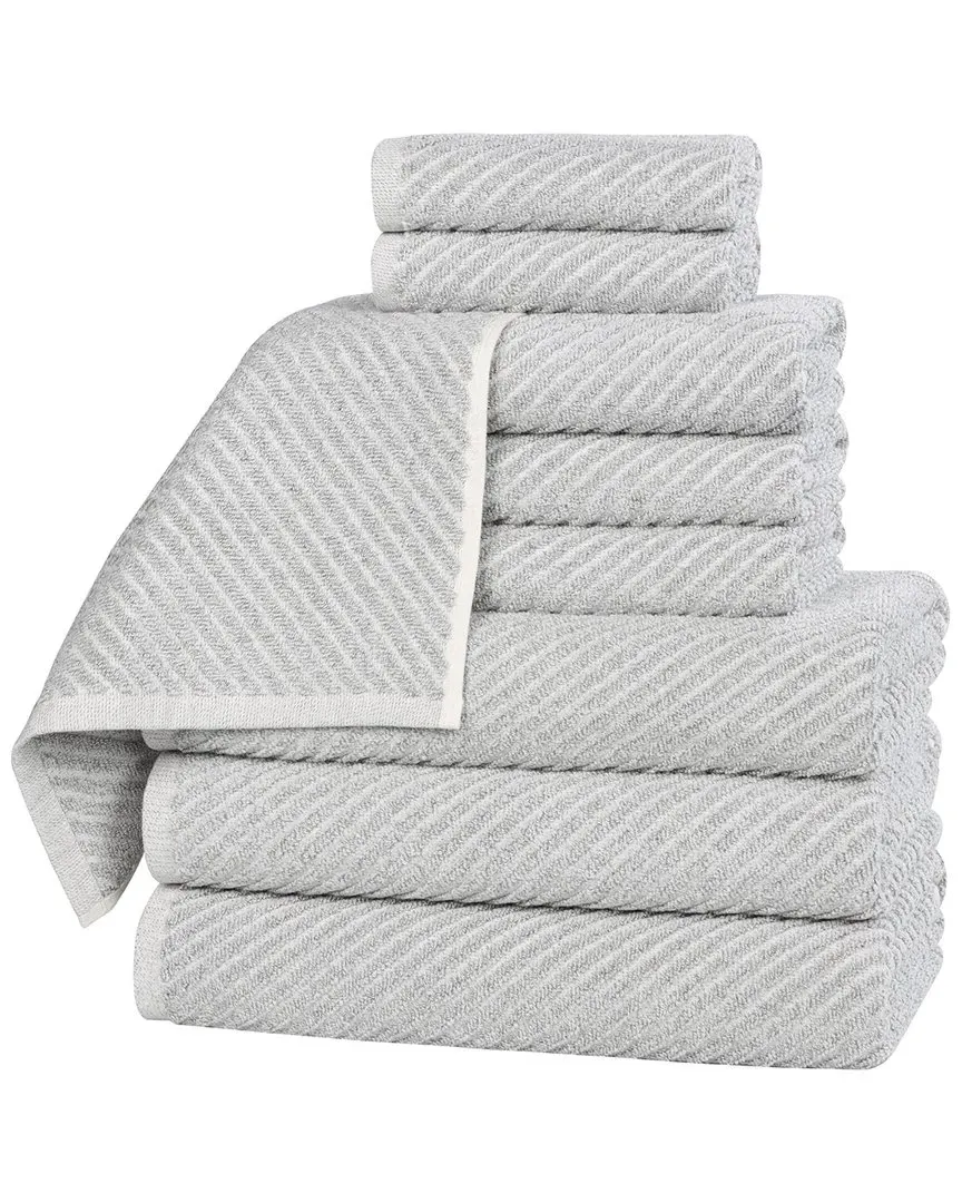 Amelia 9-Piece Towel Set with Diagonal Stripes - Platinum