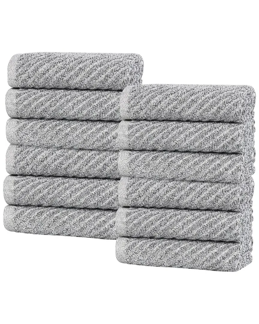 Amelia Diagonal Stripes Washcloths Set of 12 - Charcoal, Cotton