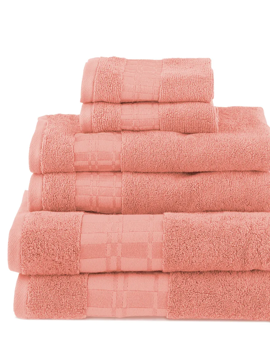 Athens 6-Piece Towel Set - Coral, Cotton