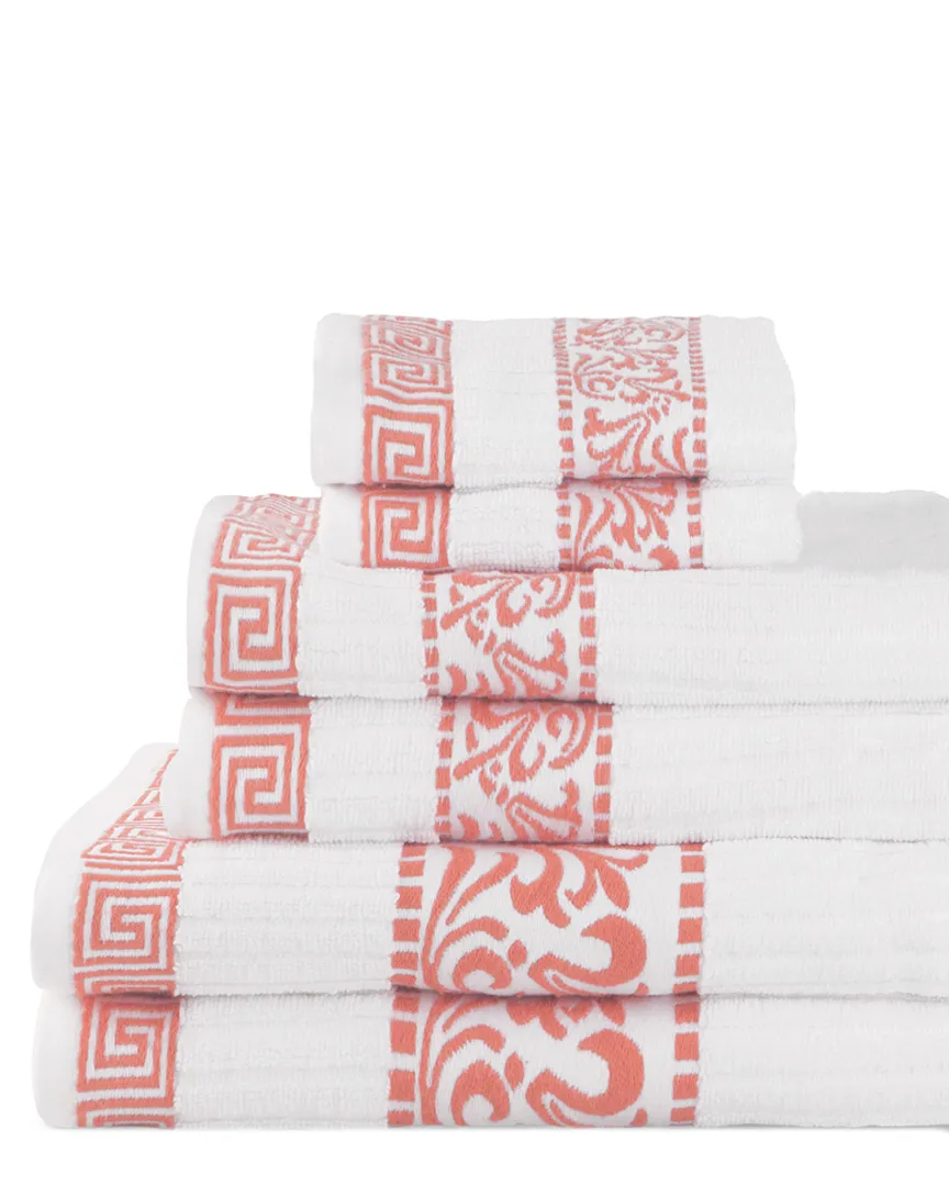 Athens 6-Piece Towel Set - Coral, Cotton