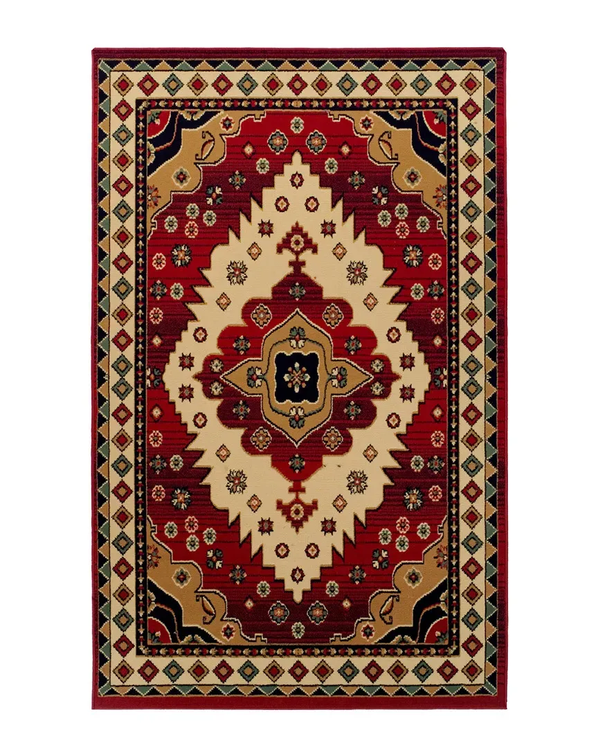 Aztec Geometric Rug - Red, Polypropylene image