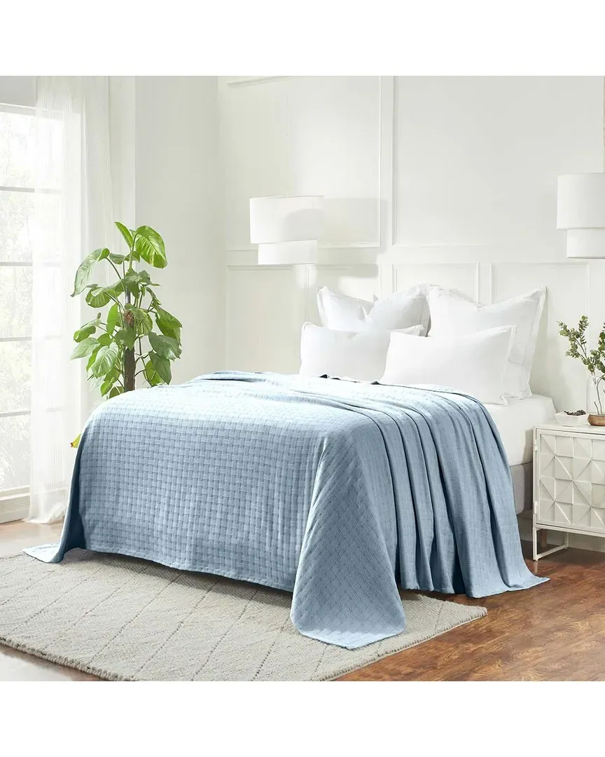 Basketweave All-Season Cotton Throw Blanket - Light Blue image