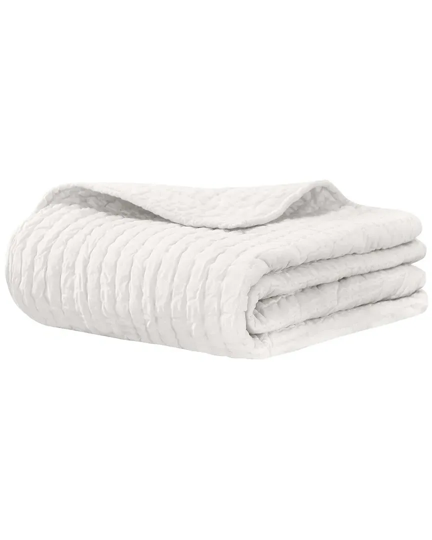 Bella Silk Pick Stitch Throw - White, Silk