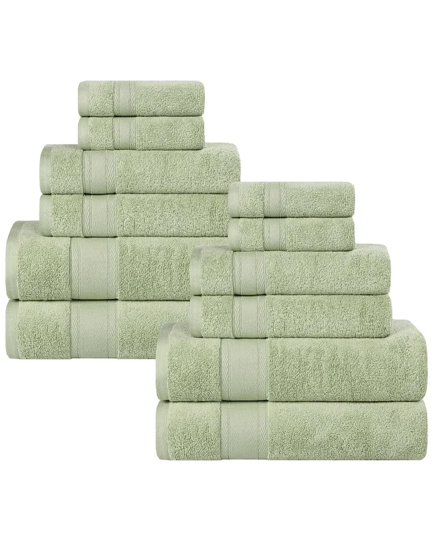 Belmont Zero Twist 12-Piece Towel Set - Green, Cotton