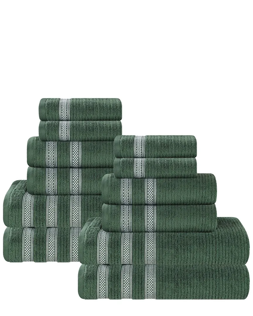 Brea Zero Twist Cotton 12pc Towel Set - Forest Green