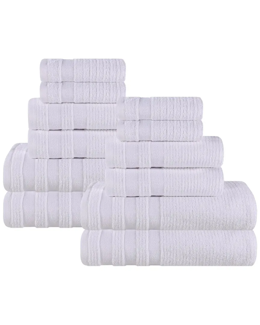 Brea Zero Twist Cotton 12pc Towel Set - White