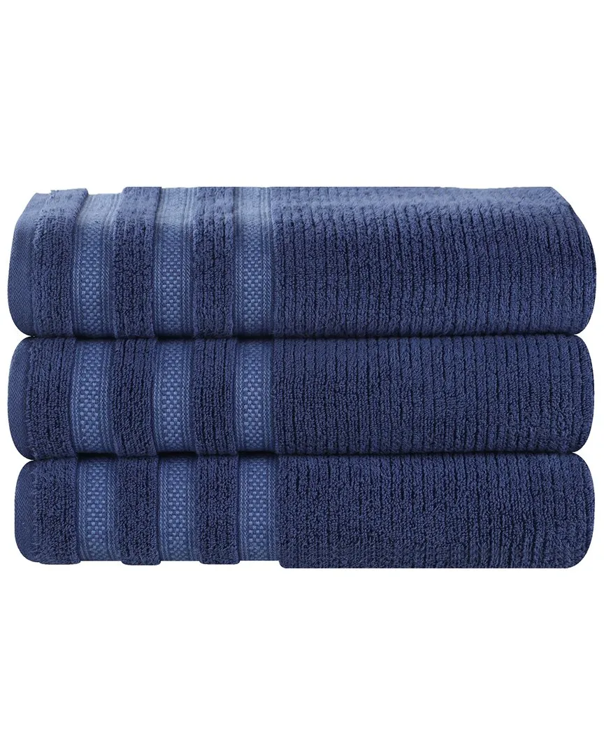 Brea Zero Twist Cotton 3pc Bath Towel Set - Navy