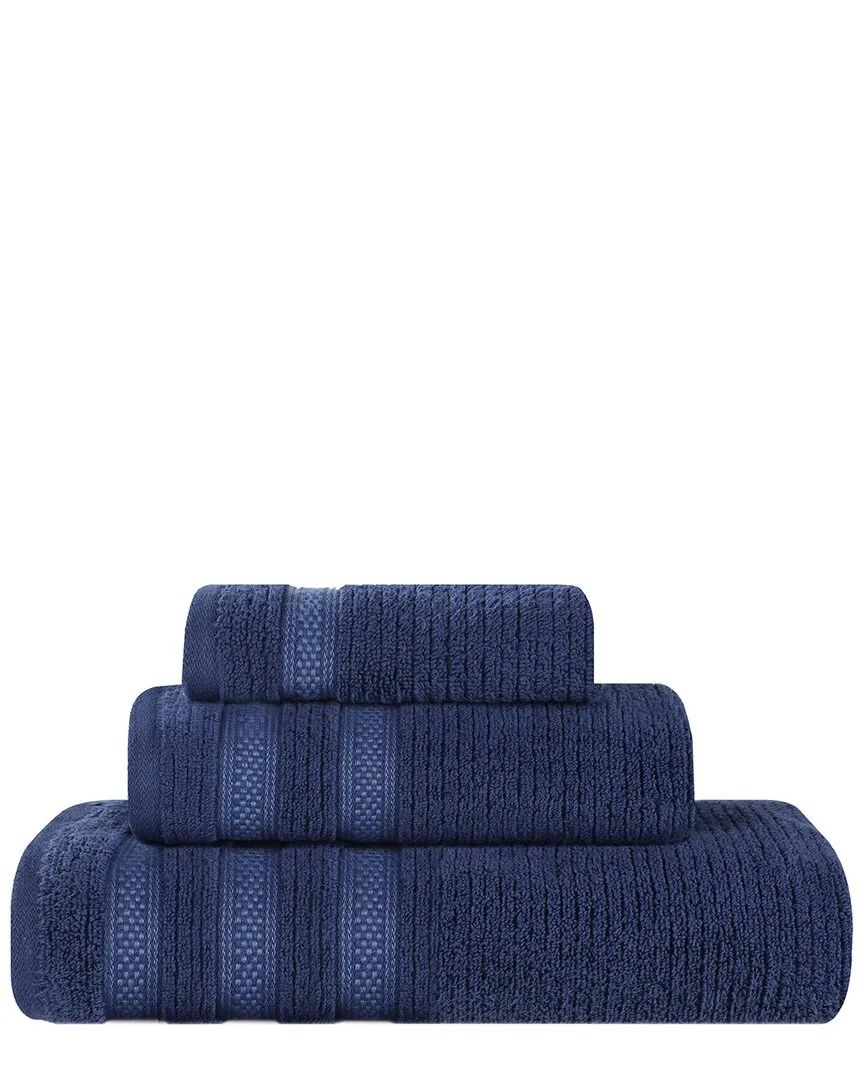 Brea Zero Twist Cotton 3pc Towel Set - Navy Blue