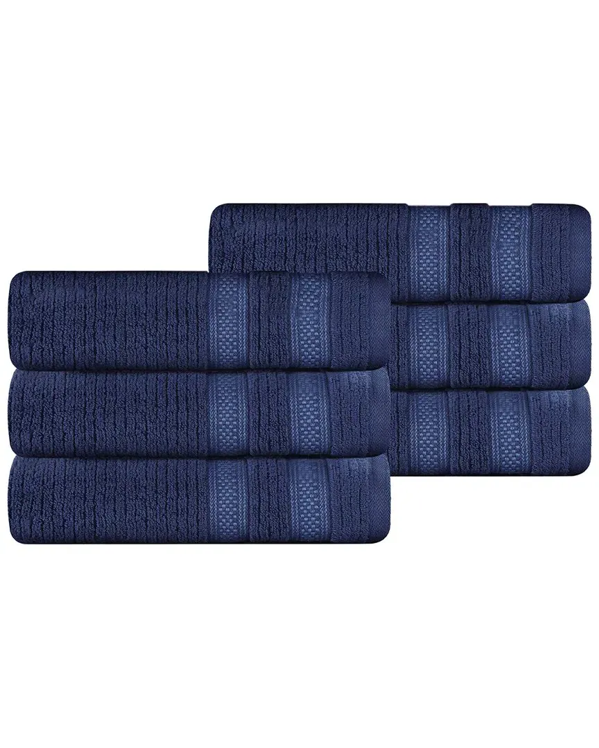 Brea Zero Twist Cotton 6pc Hand Towel Set - Navy Blue