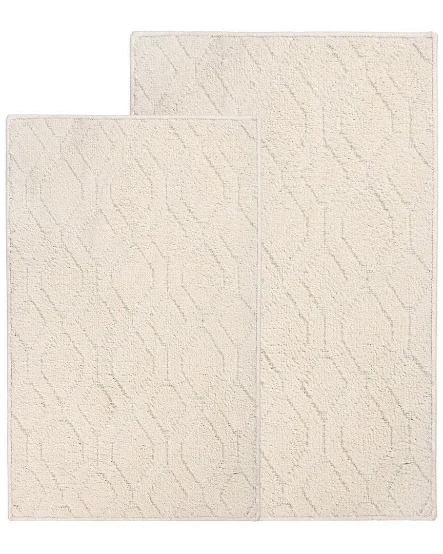 Brou Set of 2 Large Bath Rugs Diamond Pattern - Ivory, Polyester