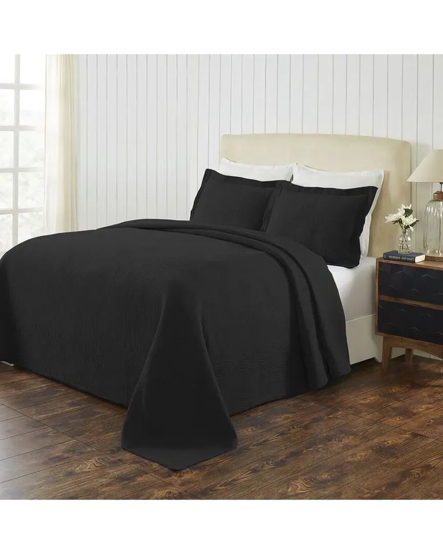 Cascade Cotton Jacquard Matelasse Bedspread Set - Black image