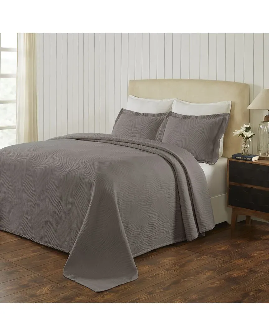 Cascade Cotton Jacquard Matelasse Bedspread Set - Grey
