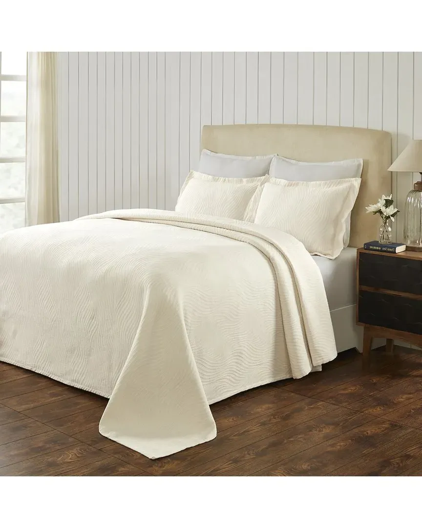 Cascade Cotton Jacquard Matelasse Bedspread Set - Ivory