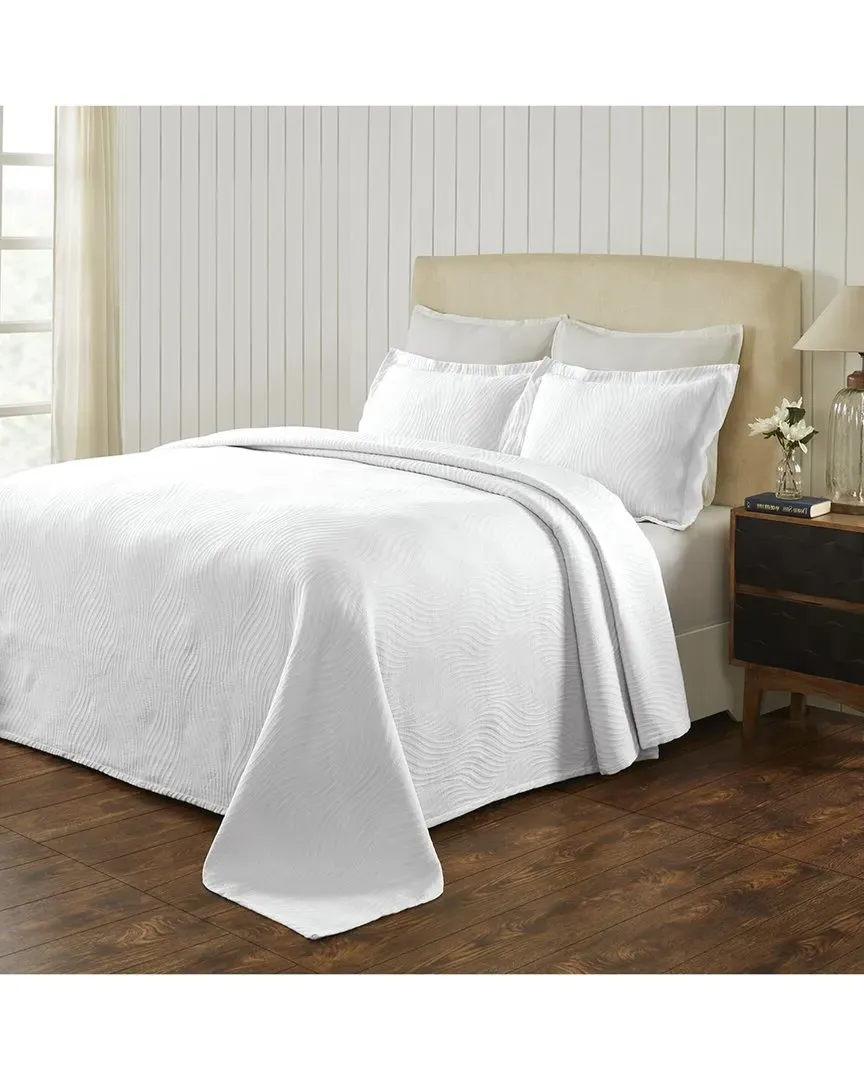 Cascade Cotton Jacquard Matelasse Bedspread Set - White