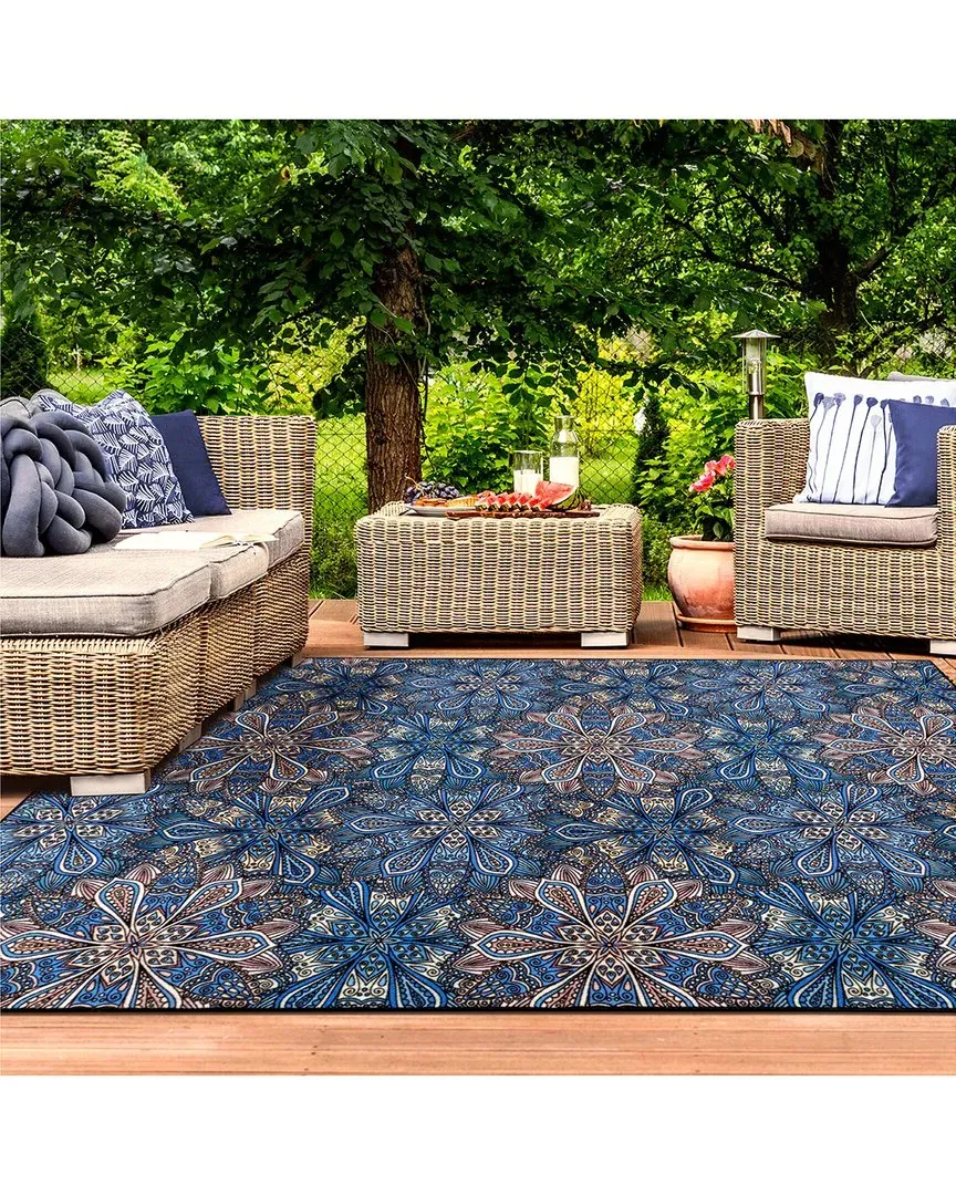 Cassidy Machine Washable Outdoor Rug - Blue, Nylon image