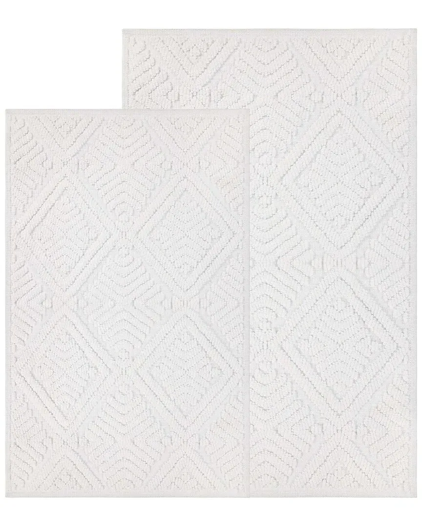 Ceton Large Bath Rug Set - White, Polyester