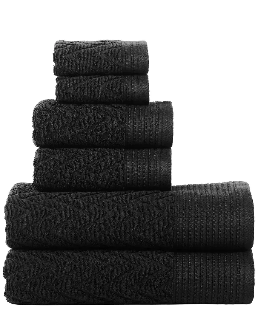 Chevron 6pc Cotton Towel Set - Black image