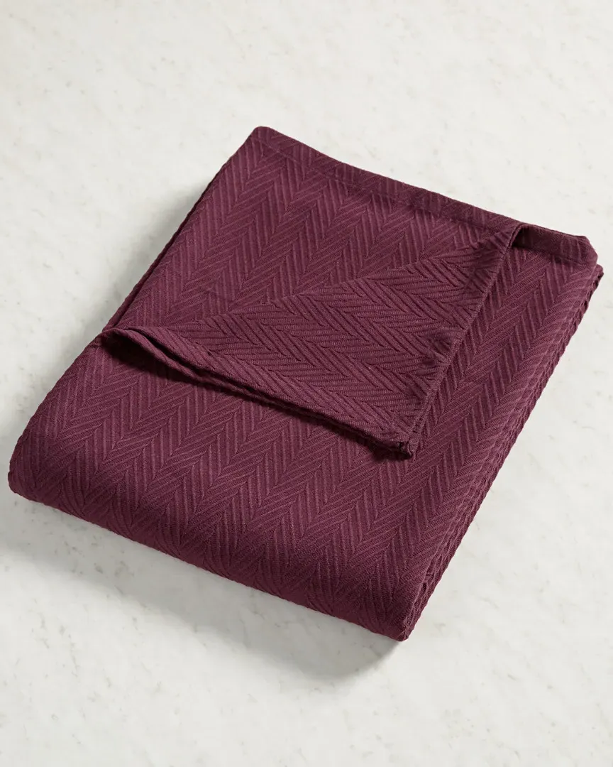 Chevron All-Season Breathable Blanket - Plum, Cotton