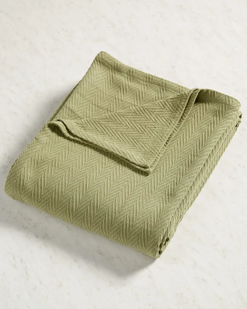 Chevron All-Season Breathable Blanket - Sage, Cotton