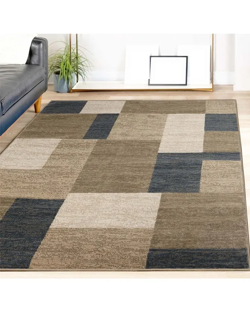Clifton Patchwork Geometric Rug - Blue, Polypropylene image